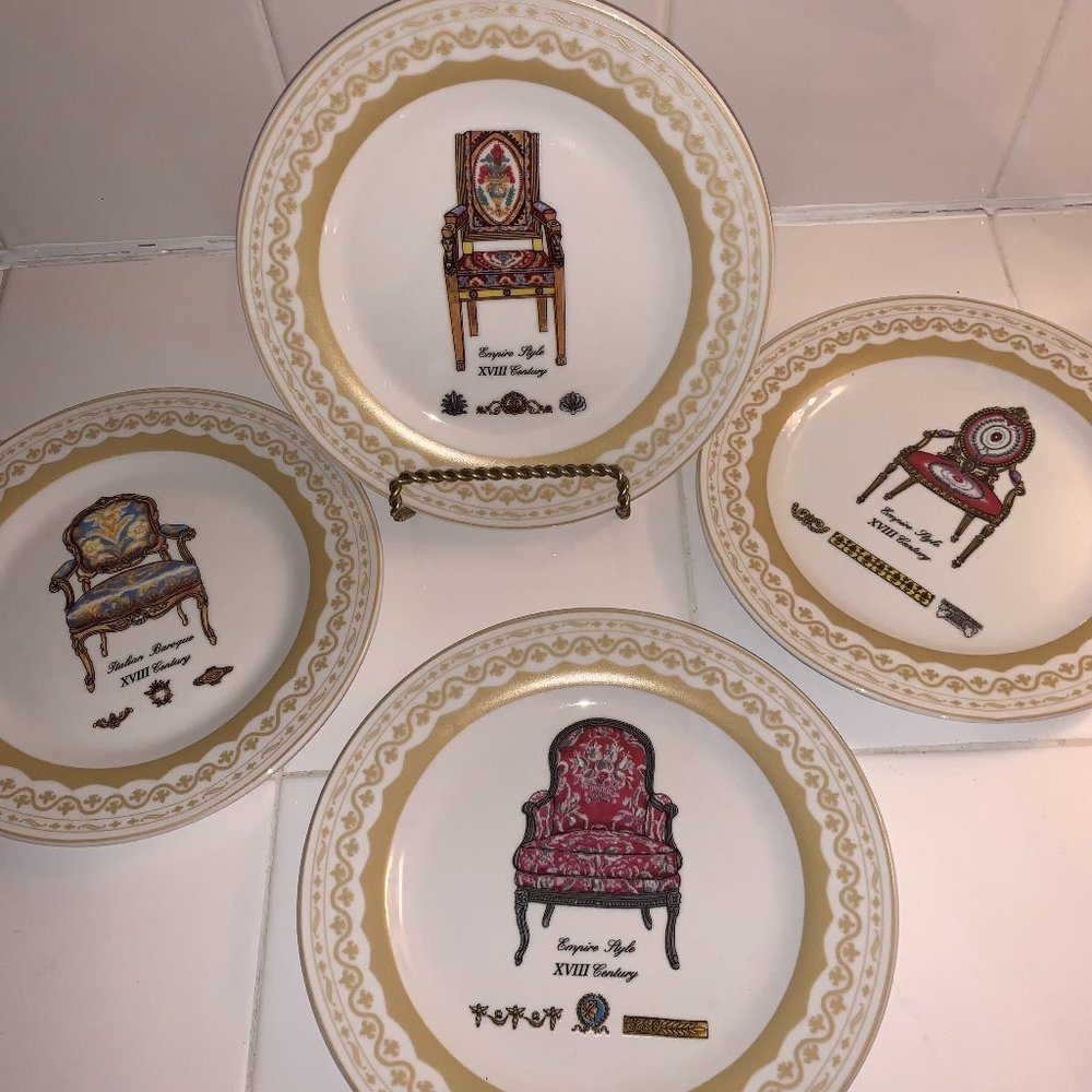 Victorian Chairs Set of Four Dessert Plates